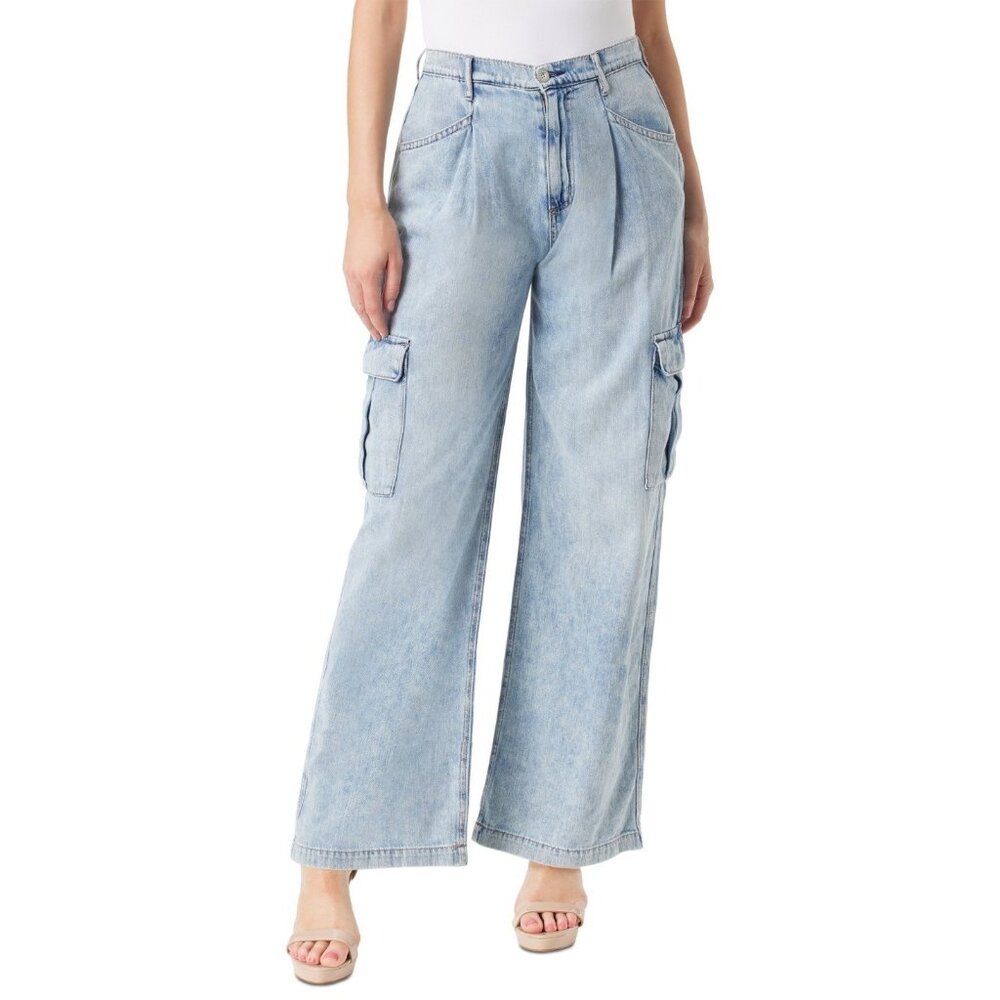 Jessica Simpson Trendy Plus Size Jenna Cargo Jeans Light Blue Size 22W MSRP $90